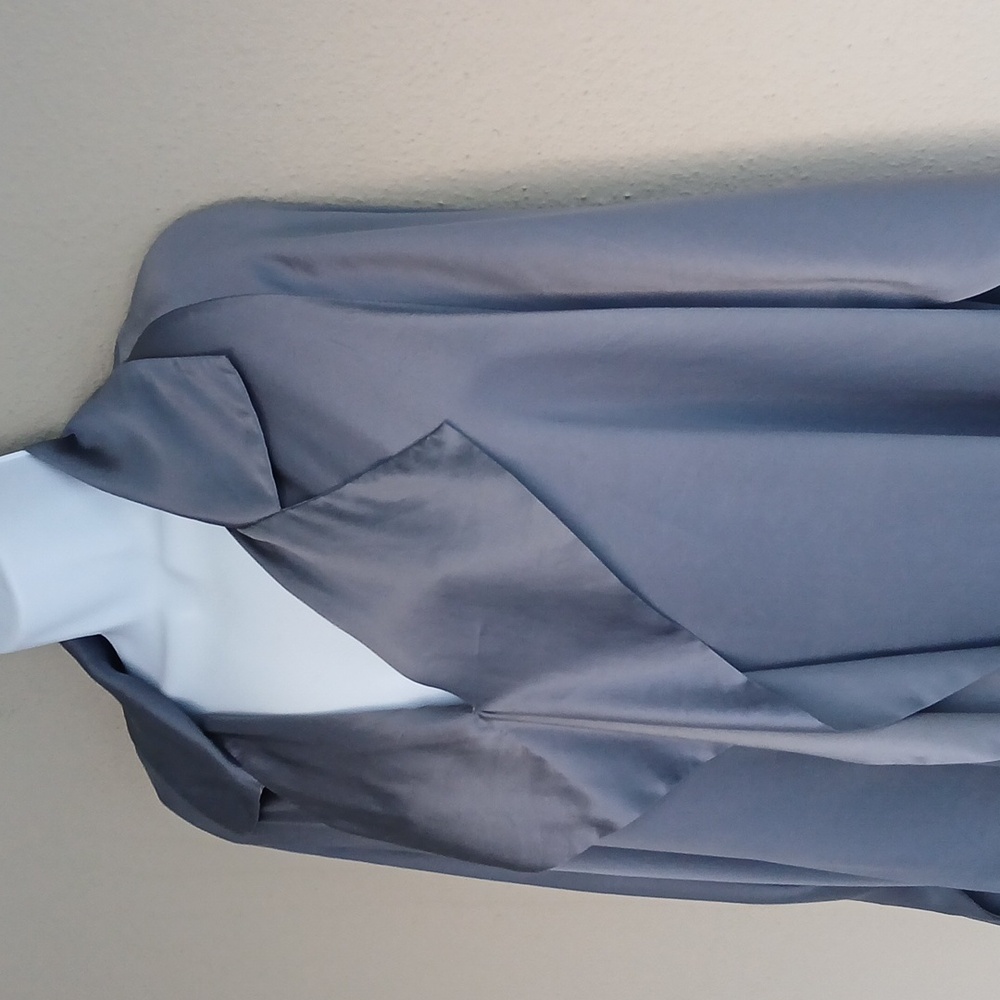 Planet by Lauren G Silk Cape Top One Size Blue Luxury Artsy - Picture 5 of 8